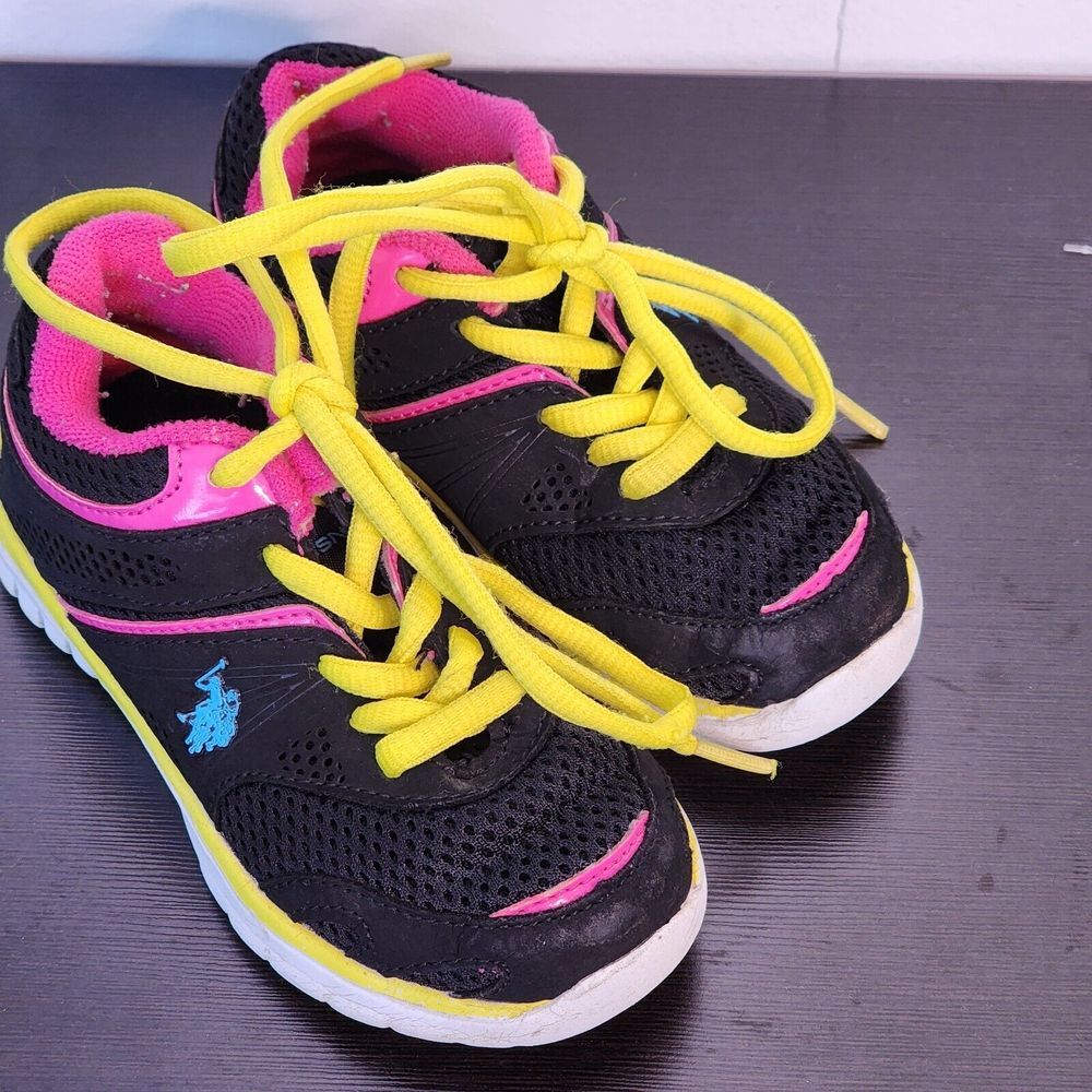 Girls U.S. Polo Assn Athletic Black‎ sneakers 8.5 Toddler Lace Up